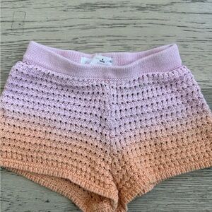 Zara Girls Crochet Gradient Shorts in Pink and Peach